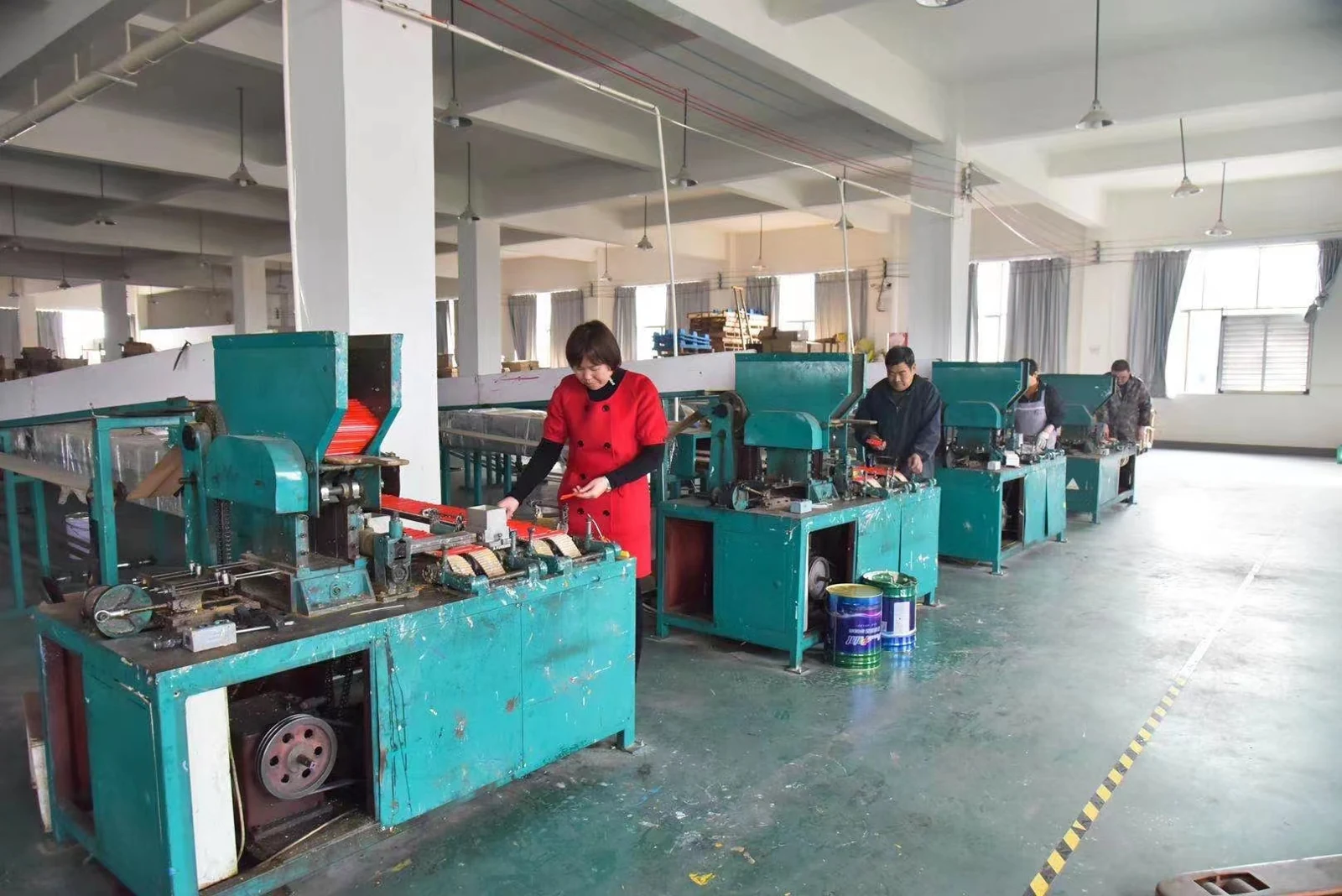 Pencil production line inside the factory
